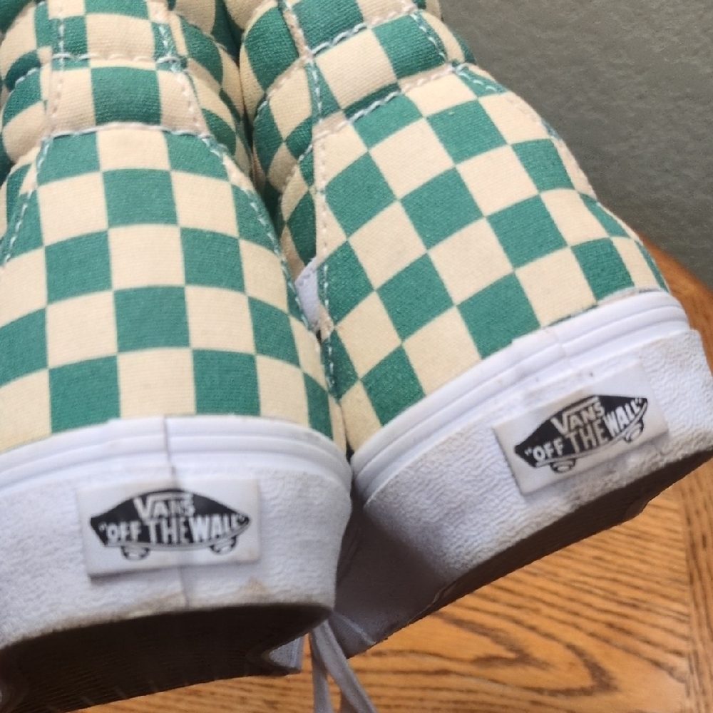 Vans Women's Green and White Checkerboard Sneakers - Picture 4 of 5